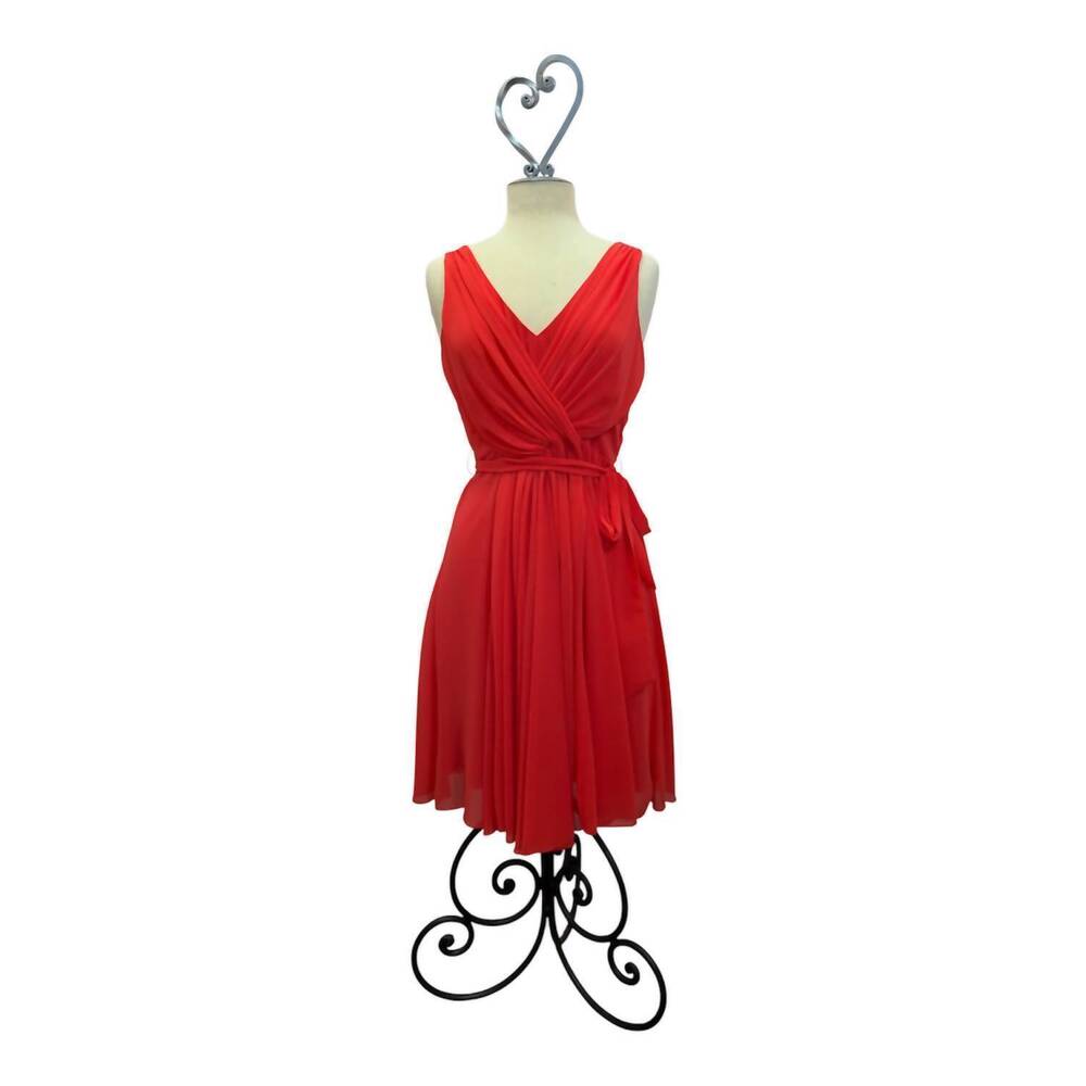 NEW TRAFFIC PEOPLE women's v-neck chiffon dress in coral
